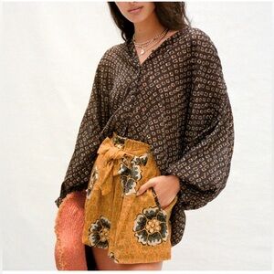 Anthropologie cotton Printed Oversized Dolman Tops size S